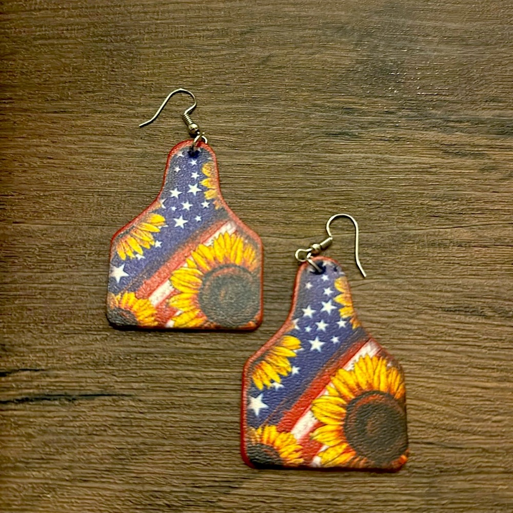 American Sunflower Flag Earrings